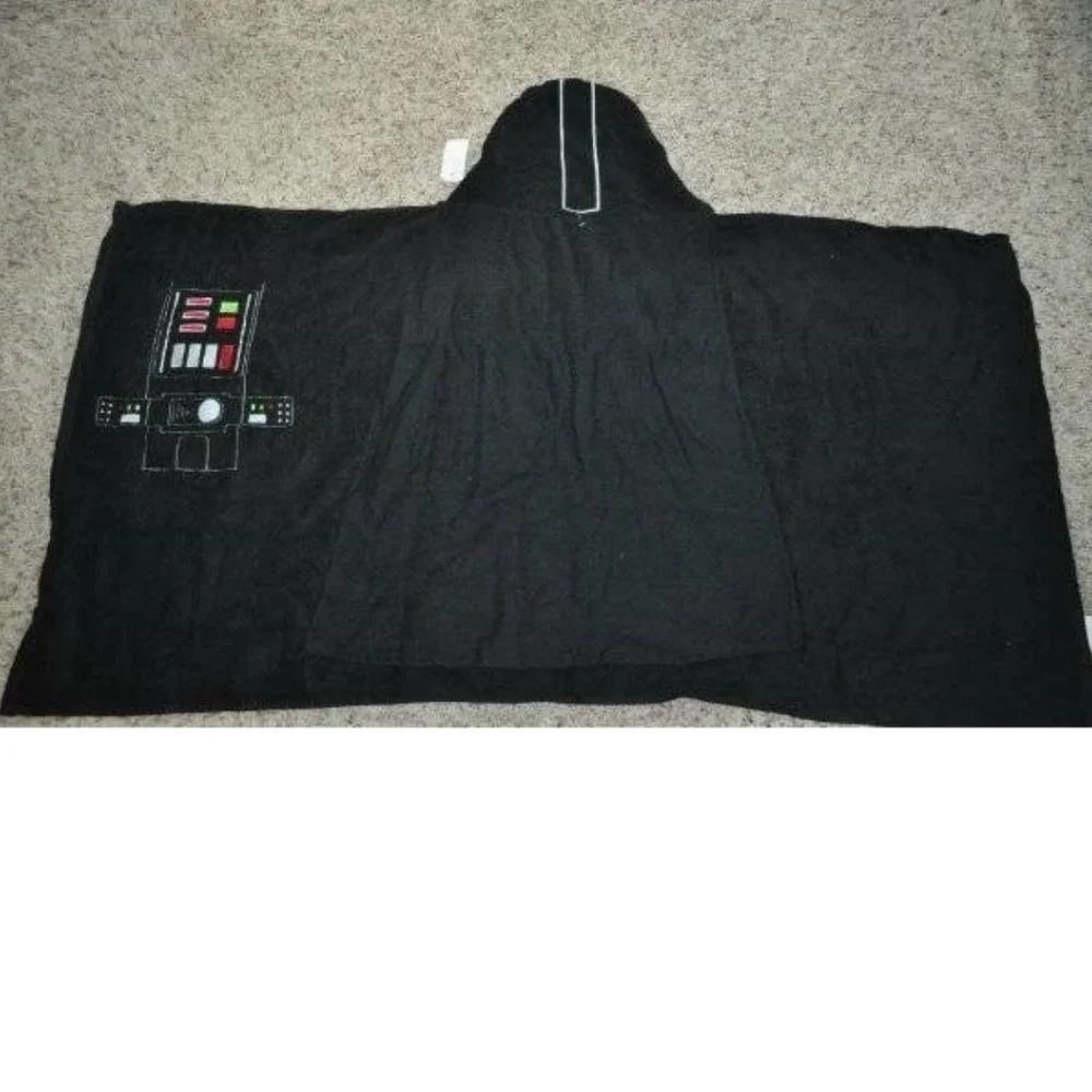 Kids Disney Star Wars Darth Vader Black Hooded Towel Bath Pool Kids Cotton Soft